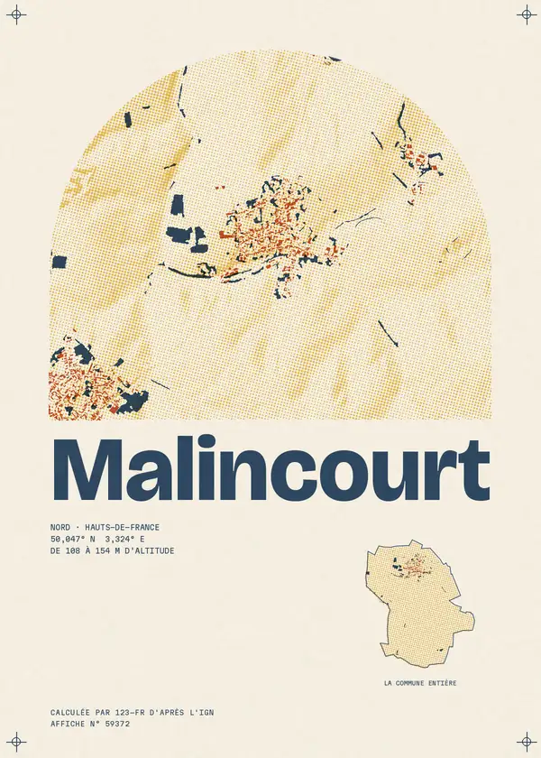 Affiche de Malincourt, calculée par 123-fr d'après l'IGN