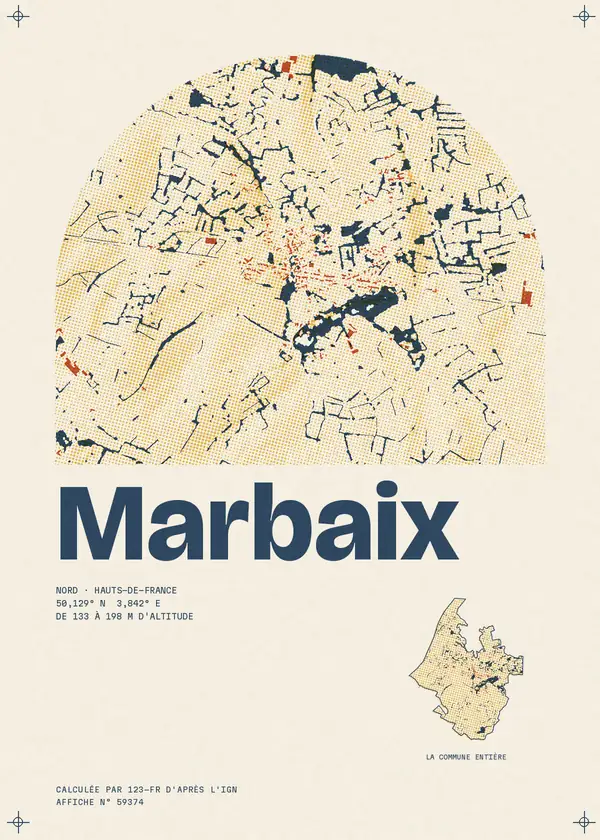 Affiche de Marbaix, calculée par 123-fr d'après l'IGN
