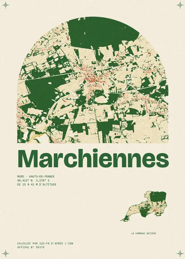 Affiche de Marchiennes, calculée par 123-fr d'après l'IGN