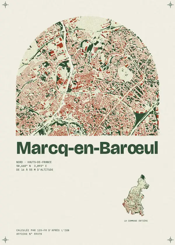 Affiche de Marcq-en-Barœul, calculée par 123-fr d'après l'IGN