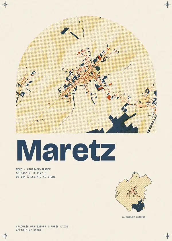 Affiche de Maretz, calculée par 123-fr d'après l'IGN