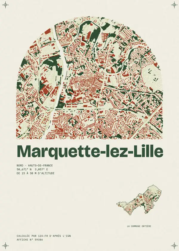 Affiche de Marquette-lez-Lille, calculée par 123-fr d'après l'IGN