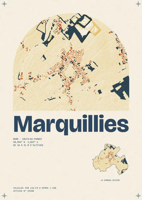 Affiche de Marquillies, calculée par 123-fr d'après l'IGN