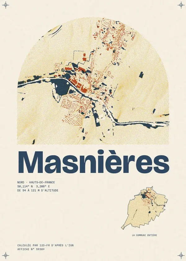 Affiche de Masnières, calculée par 123-fr d'après l'IGN