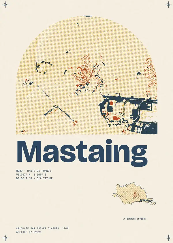 Affiche de Mastaing, calculée par 123-fr d'après l'IGN