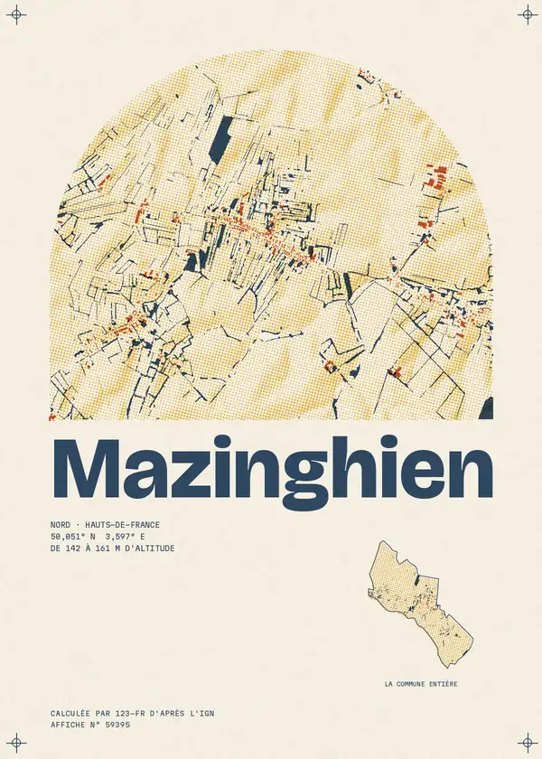 Affiche de Mazinghien, calculée par 123-fr d'après l'IGN