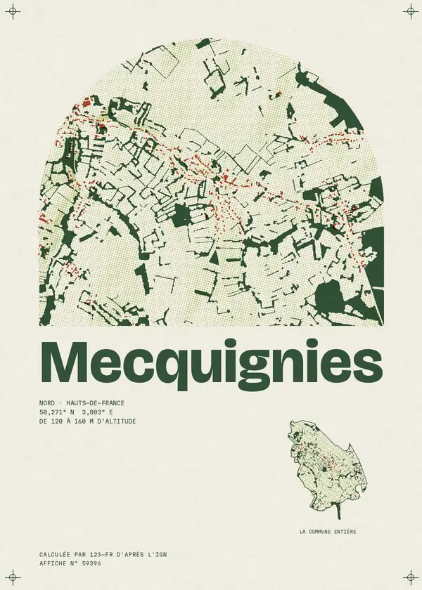 Affiche de Mecquignies, calculée par 123-fr d'après l'IGN