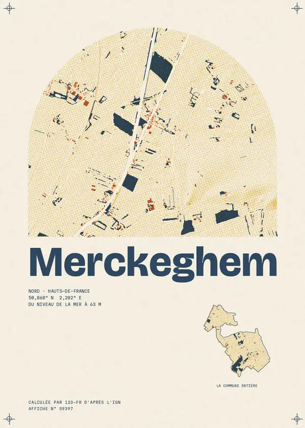Affiche de Merckeghem, calculée par 123-fr d'après l'IGN