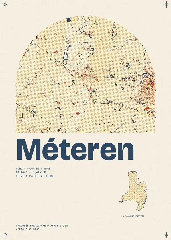 Affiche de Méteren, calculée par 123-fr d'après l'IGN