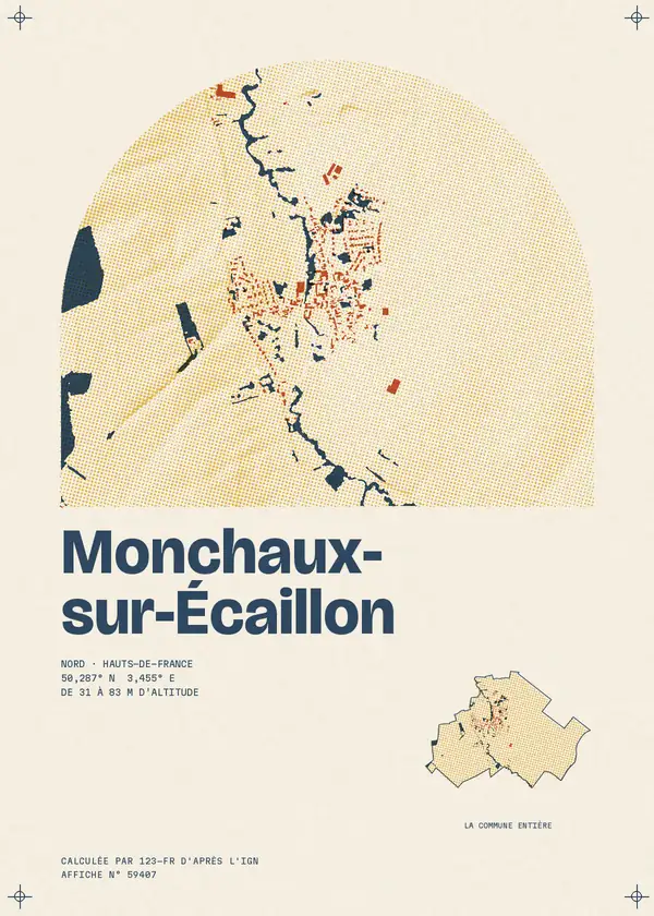 Affiche de Monchaux-sur-Écaillon, calculée par 123-fr d'après l'IGN