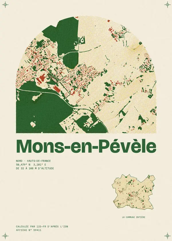 Affiche de Mons-en-Pévèle, calculée par 123-fr d'après l'IGN