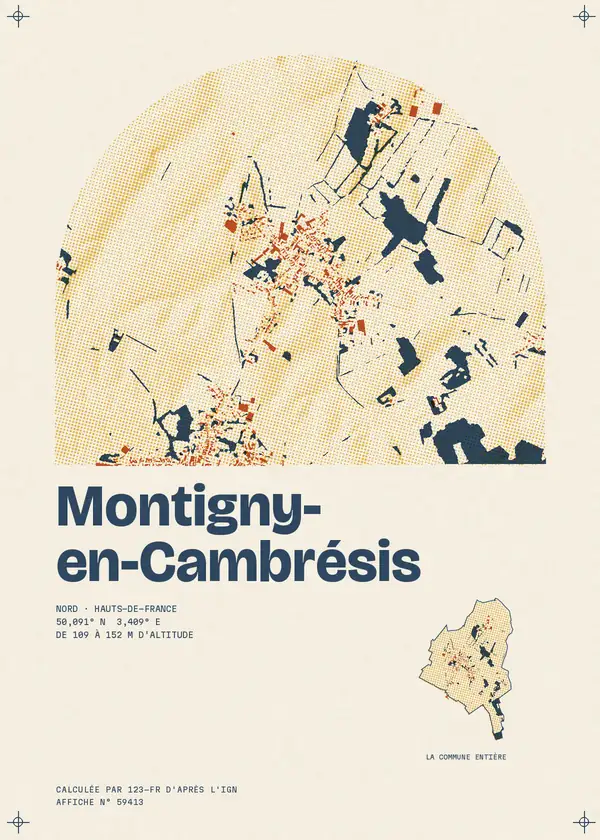 Affiche de Montigny-en-Cambrésis, calculée par 123-fr d'après l'IGN