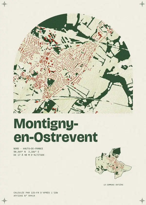 Affiche de Montigny-en-Ostrevent, calculée par 123-fr d'après l'IGN