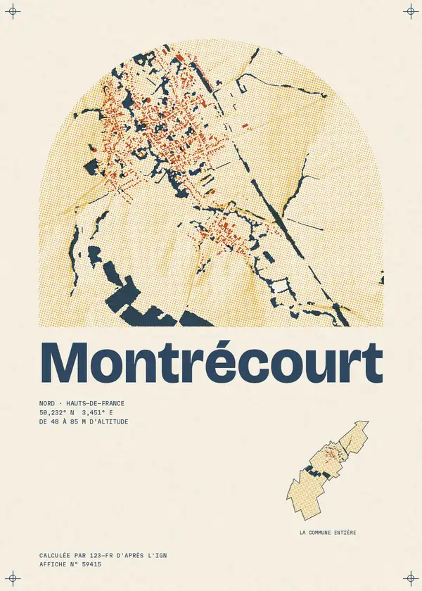 Affiche de Montrécourt, calculée par 123-fr d'après l'IGN