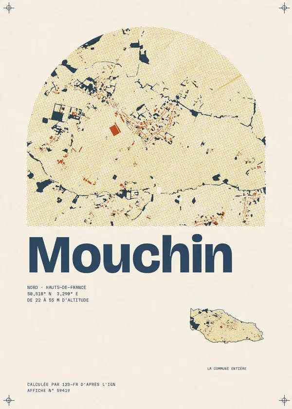 Affiche de Mouchin, calculée par 123-fr d'après l'IGN
