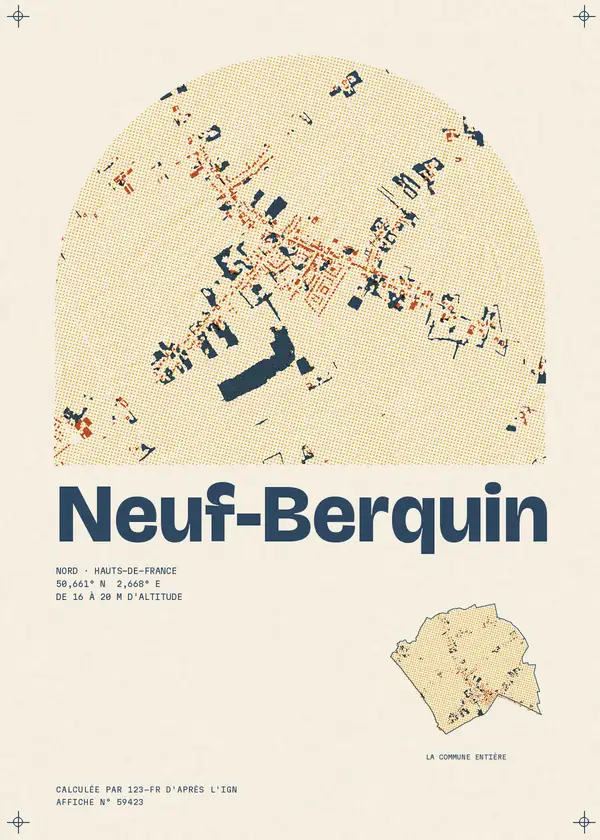 Affiche de Neuf-Berquin, calculée par 123-fr d'après l'IGN