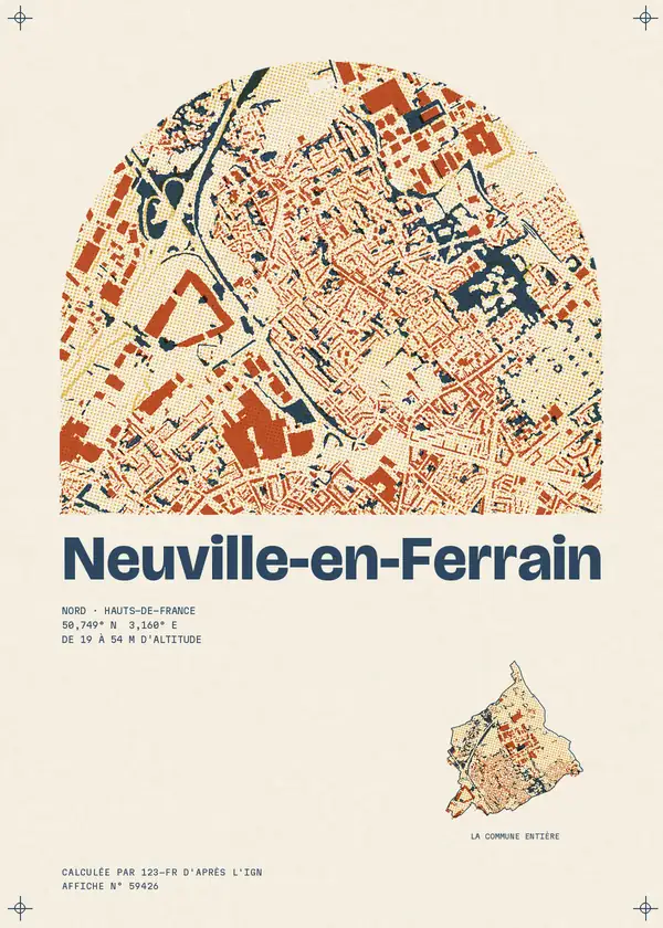 Affiche de Neuville-en-Ferrain, calculée par 123-fr d'après l'IGN