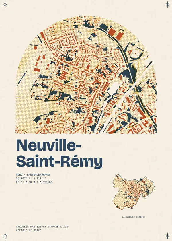 Affiche de Neuville-Saint-Rémy, calculée par 123-fr d'après l'IGN