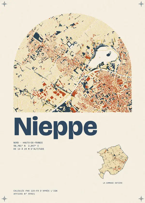 Affiche de Nieppe, calculée par 123-fr d'après l'IGN