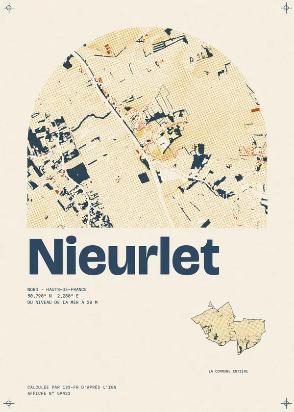 Affiche de Nieurlet, calculée par 123-fr d'après l'IGN