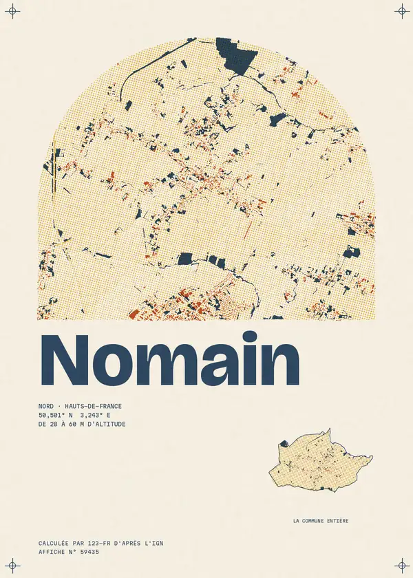 Affiche de Nomain, calculée par 123-fr d'après l'IGN