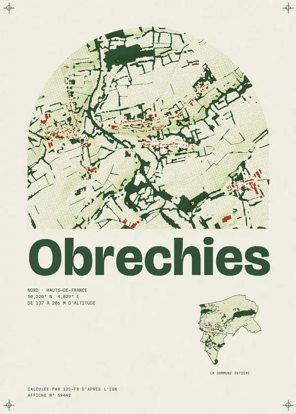 Affiche de Obrechies, calculée par 123-fr d'après l'IGN