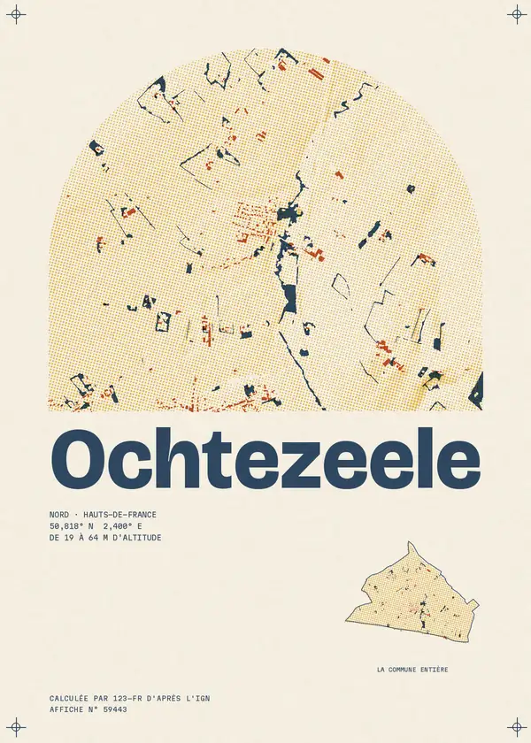 Affiche de Ochtezeele, calculée par 123-fr d'après l'IGN