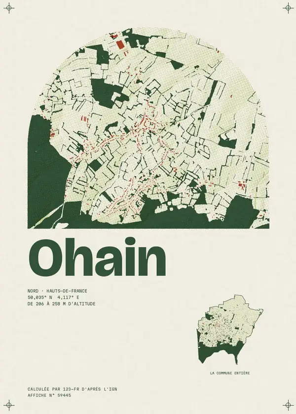 Affiche de Ohain, calculée par 123-fr d'après l'IGN