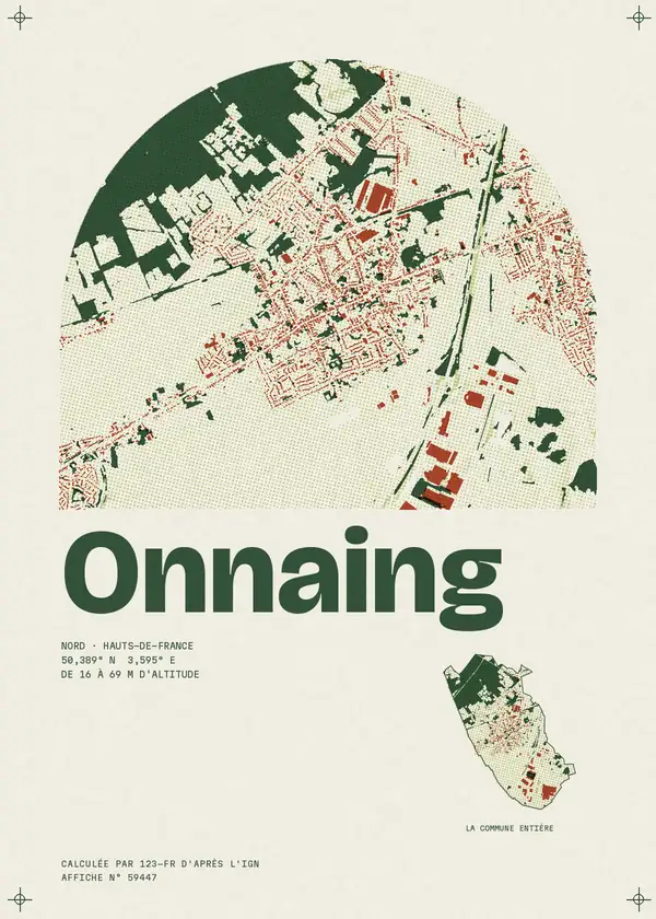 Affiche de Onnaing, calculée par 123-fr d'après l'IGN