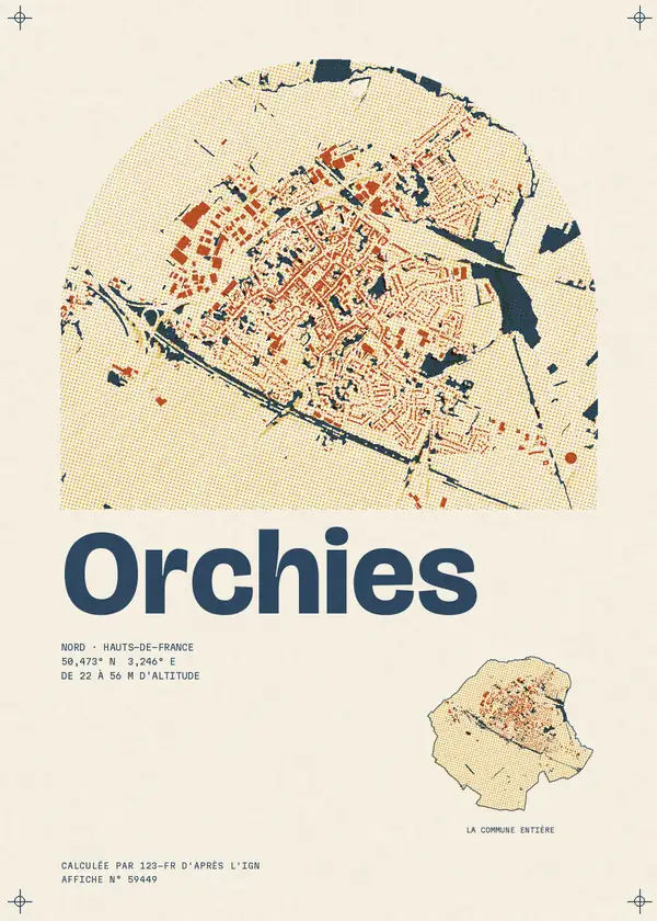 Affiche de Orchies, calculée par 123-fr d'après l'IGN