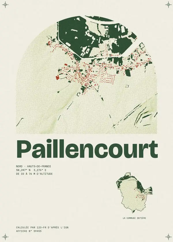 Affiche de Paillencourt, calculée par 123-fr d'après l'IGN