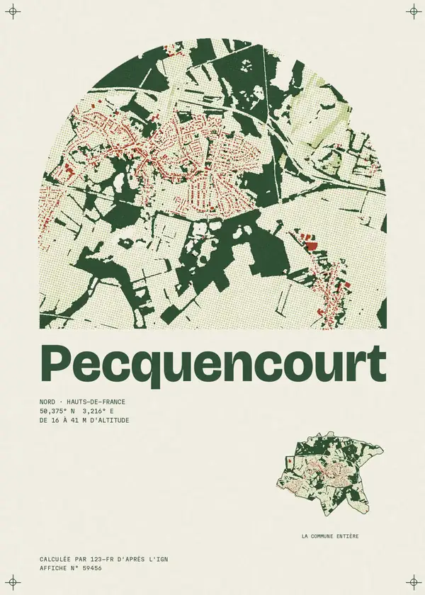 Affiche de Pecquencourt, calculée par 123-fr d'après l'IGN