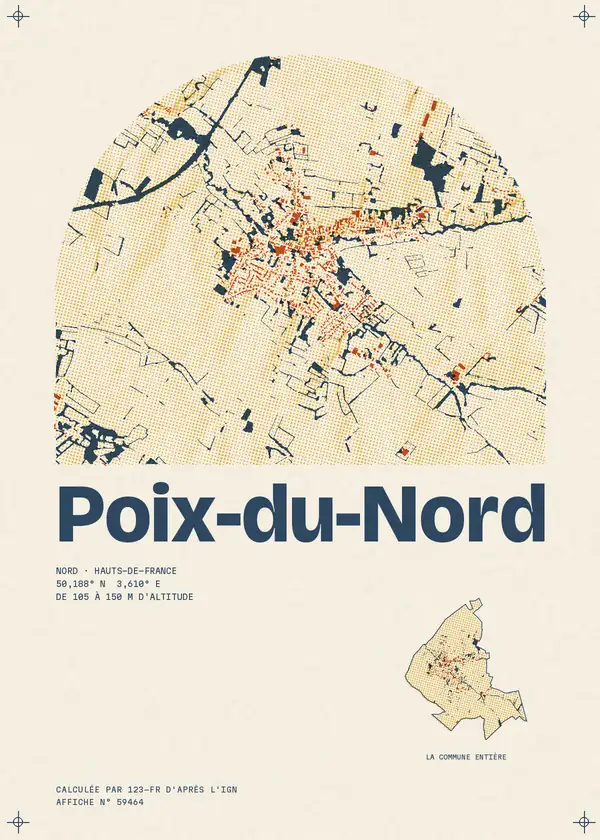 Affiche de Poix-du-Nord, calculée par 123-fr d'après l'IGN