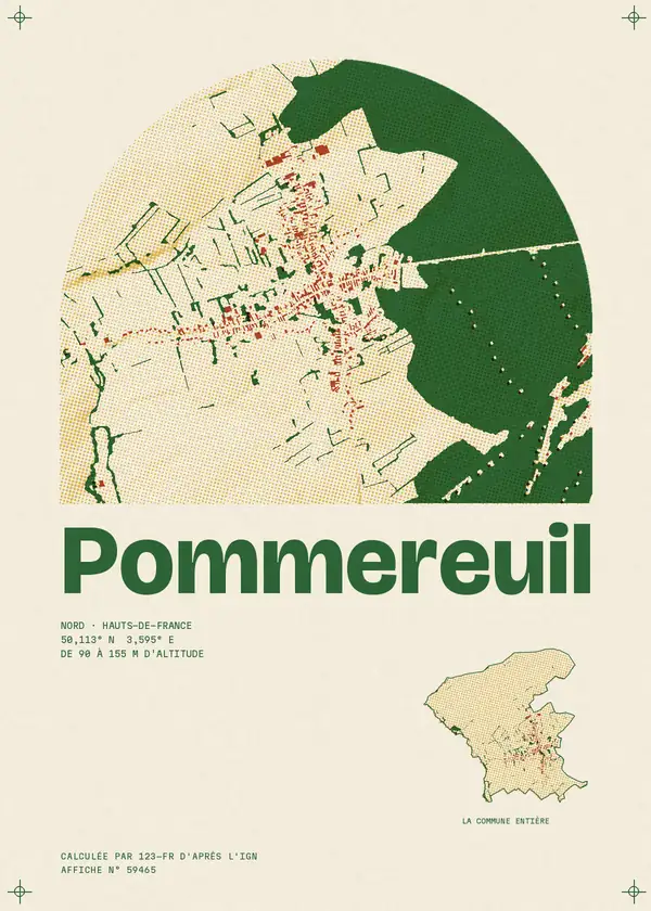 Affiche de Pommereuil, calculée par 123-fr d'après l'IGN