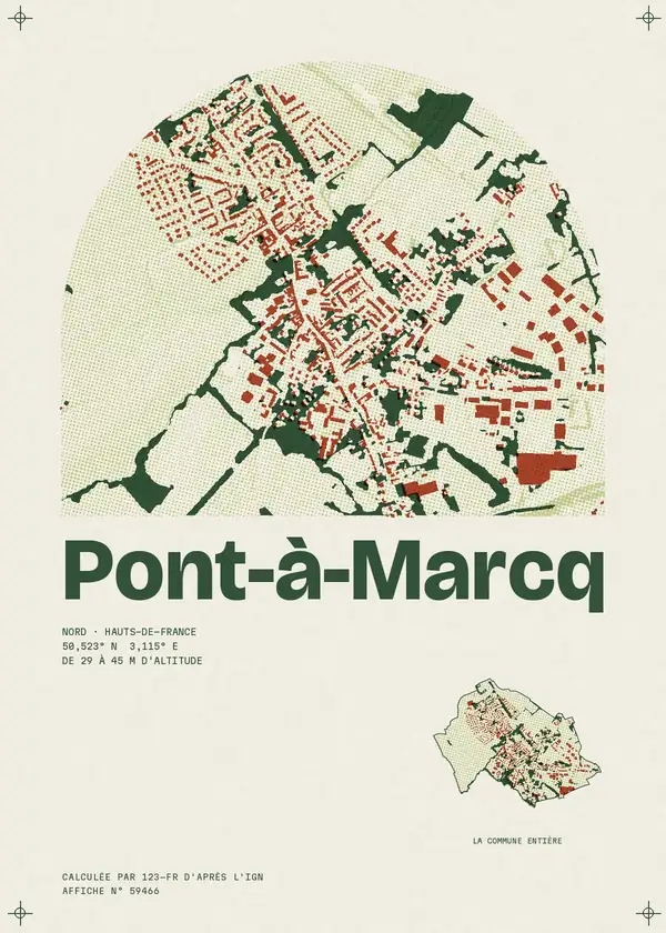 Affiche de Pont-à-Marcq, calculée par 123-fr d'après l'IGN