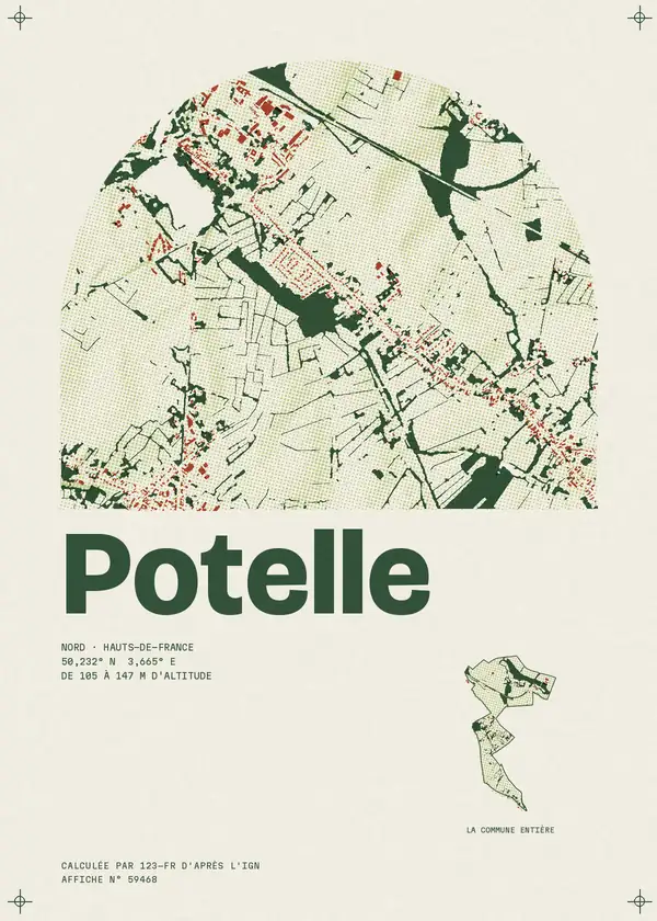 Affiche de Potelle, calculée par 123-fr d'après l'IGN