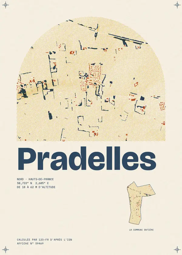 Affiche de Pradelles, calculée par 123-fr d'après l'IGN