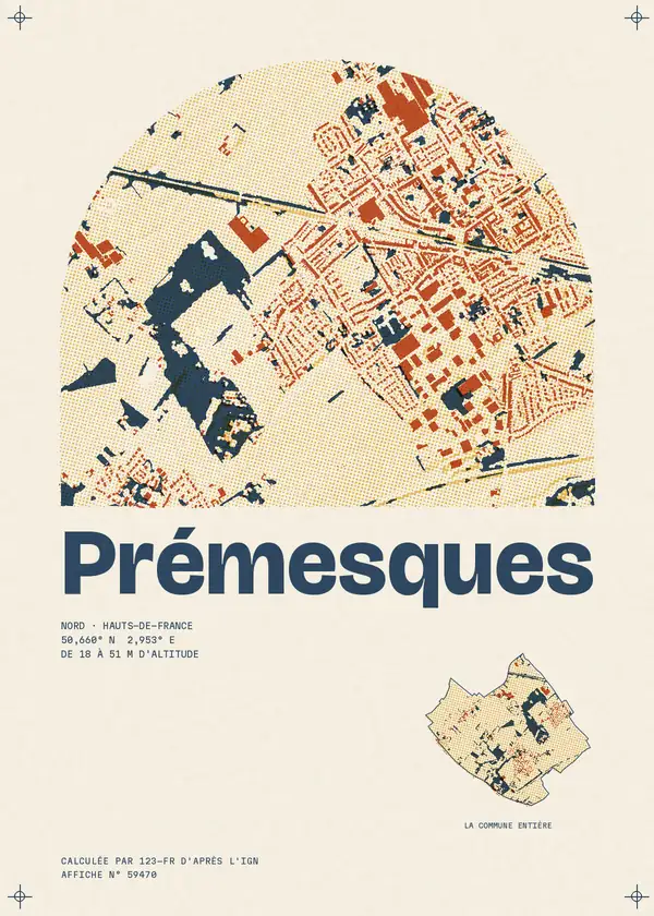 Affiche de Prémesques, calculée par 123-fr d'après l'IGN