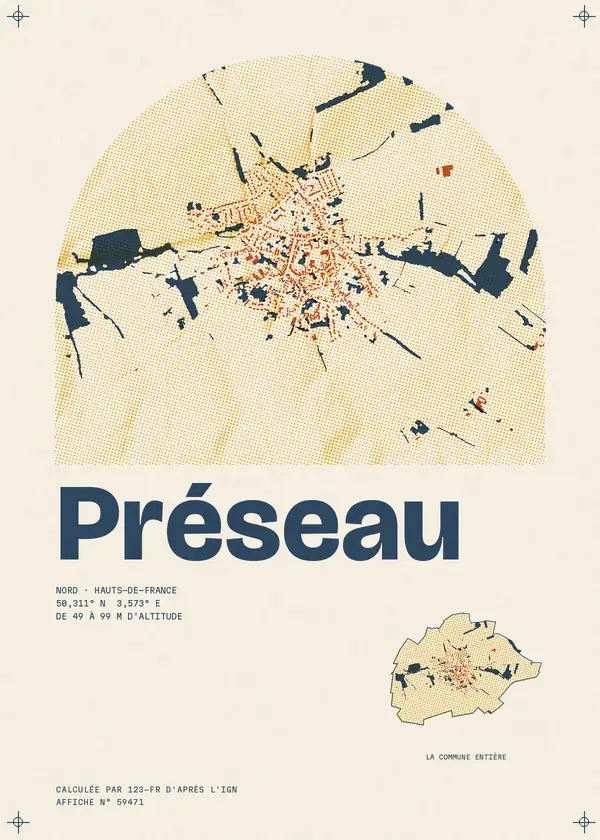 Affiche de Préseau, calculée par 123-fr d'après l'IGN