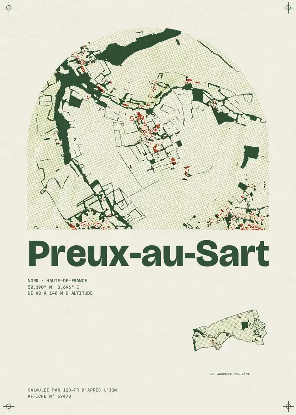 Affiche de Preux-au-Sart, calculée par 123-fr d'après l'IGN