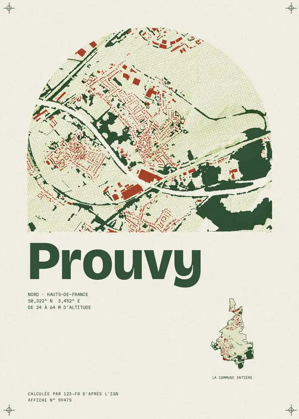 Affiche de Prouvy, calculée par 123-fr d'après l'IGN