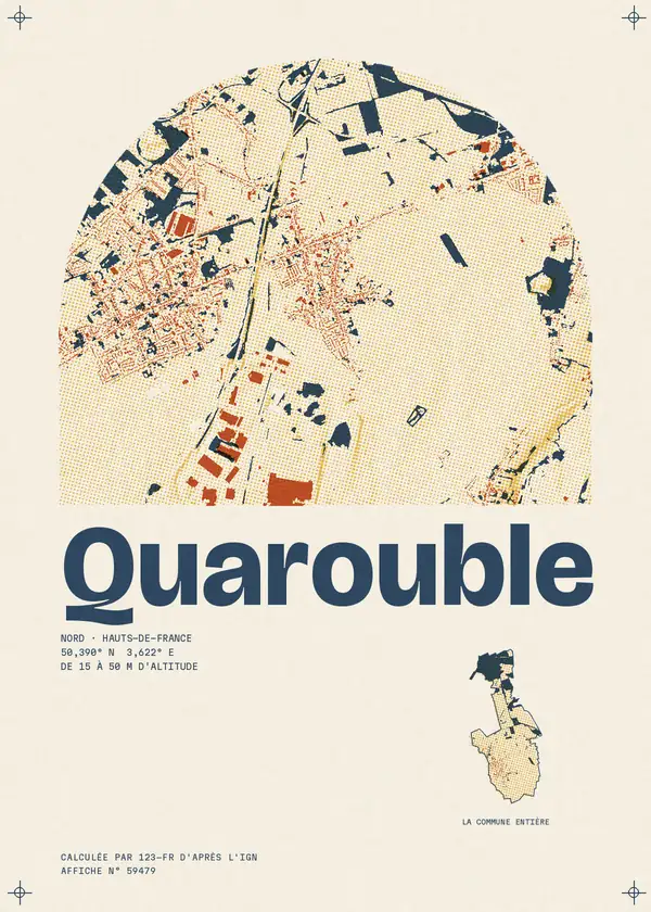 Affiche de Quarouble, calculée par 123-fr d'après l'IGN