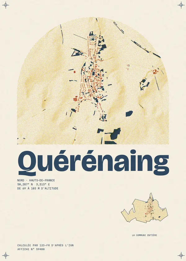Affiche de Quérénaing, calculée par 123-fr d'après l'IGN