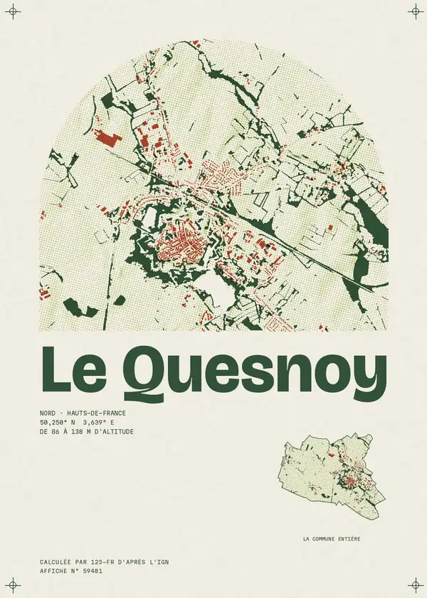 Affiche de Le Quesnoy, calculée par 123-fr d'après l'IGN
