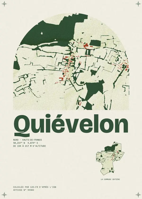 Affiche de Quiévelon, calculée par 123-fr d'après l'IGN