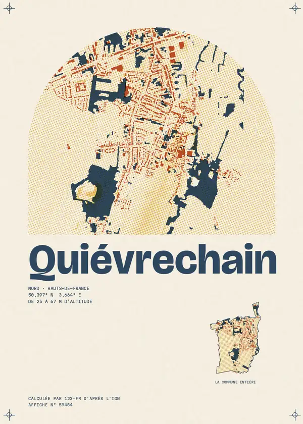 Affiche de Quiévrechain, calculée par 123-fr d'après l'IGN