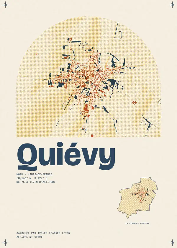 Affiche de Quiévy, calculée par 123-fr d'après l'IGN