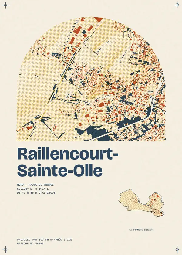 Affiche de Raillencourt-Sainte-Olle, calculée par 123-fr d'après l'IGN