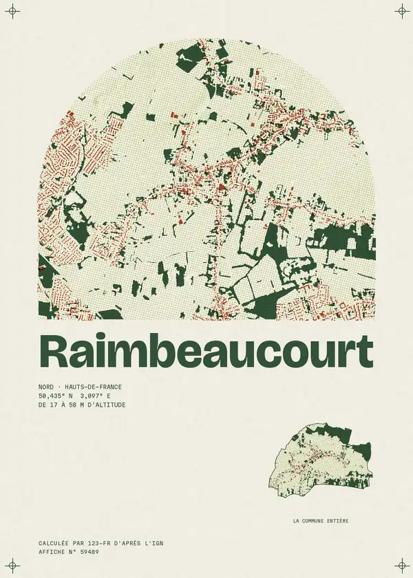 Affiche de Raimbeaucourt, calculée par 123-fr d'après l'IGN
