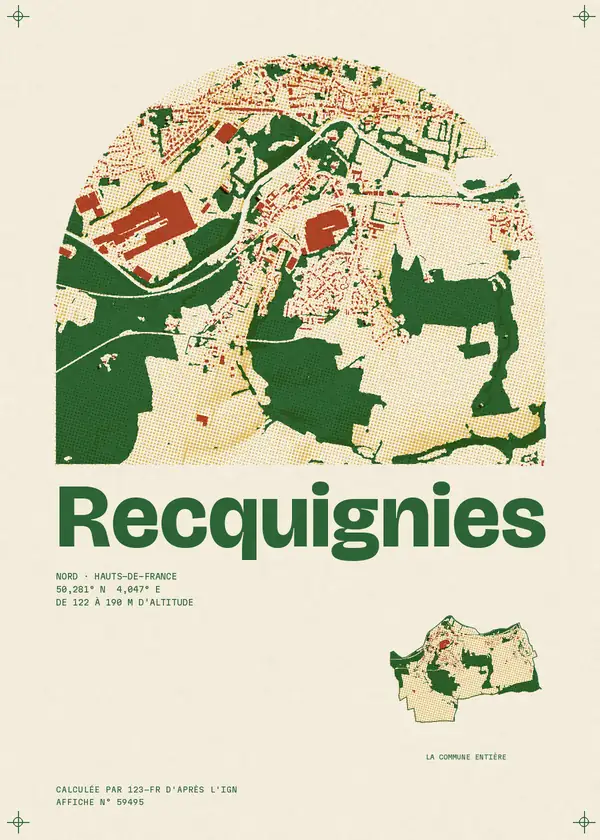 Affiche de Recquignies, calculée par 123-fr d'après l'IGN
